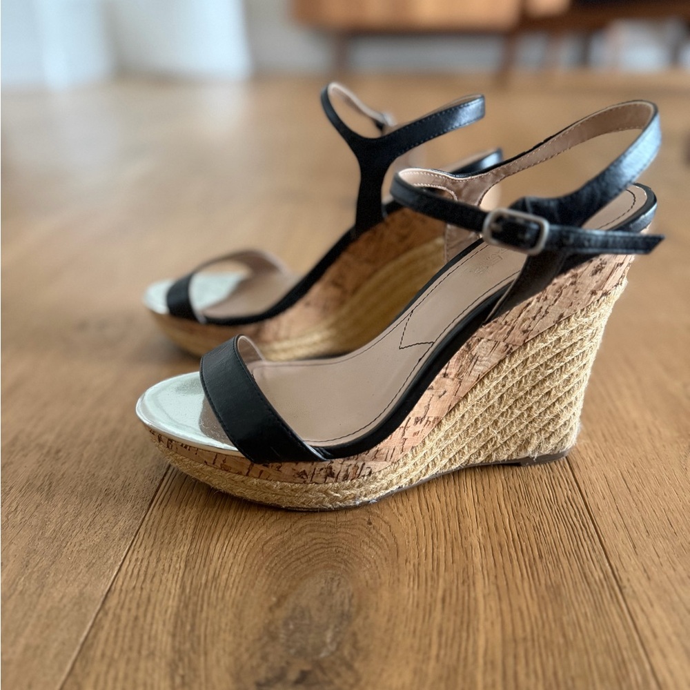 Black Wedge Sandals